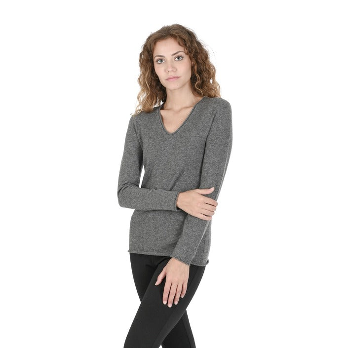 Crown of Edinburgh Cashmere - Crown of Edinburgh Cashmere Womens V Neck Sweater COE 0022 GREY