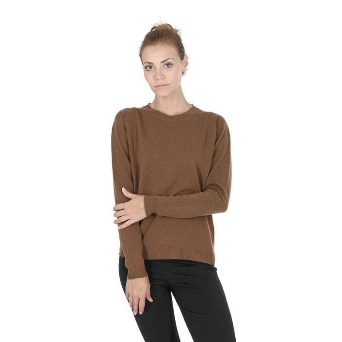 Crown of Edinburgh Cashmere - Crown of Edinburgh Cashmere Womens Round Neck Sweater COE 0014 LIGHT BROWN