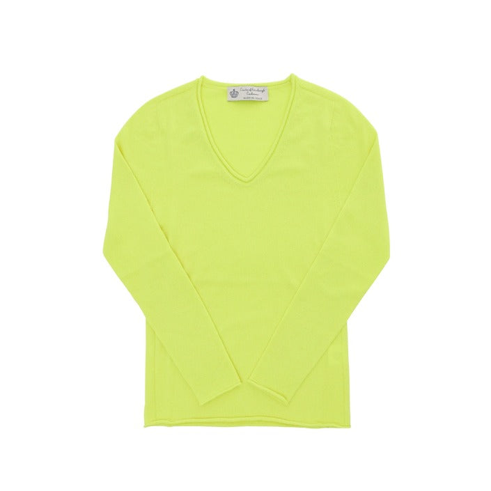 Crown of Edinburgh Cashmere - Crown of Edinburgh Cashmere Womens V Neck Sweater COE 0022 YELLOW