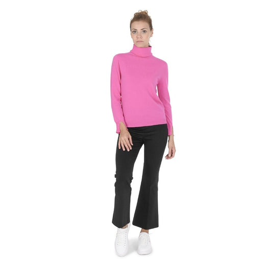 Crown of Edinburgh Cashmere - Crown of Edinburgh Cashmere Womens Turtleneck Sweater COE 0023 FUSCHIA