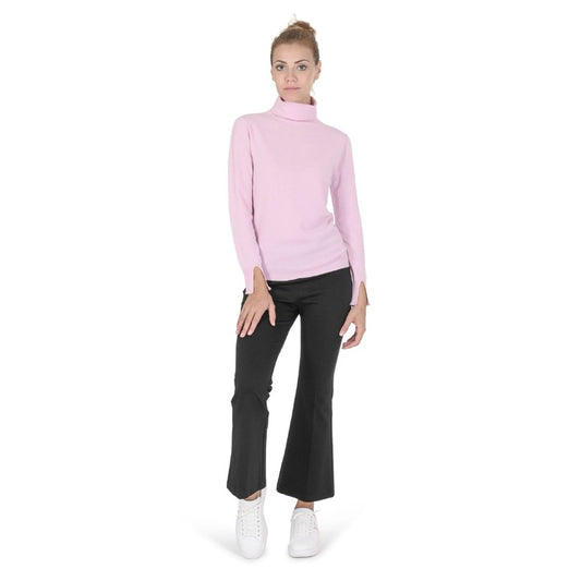 Crown of Edinburgh Cashmere - Crown of Edinburgh Cashmere Womens Turtleneck Sweater COE 0023 PINK