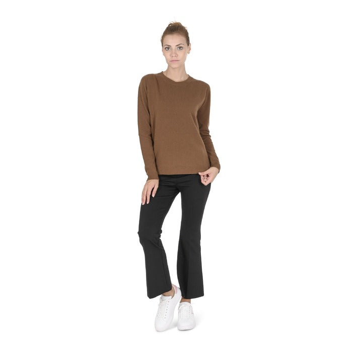 Crown of Edinburgh Cashmere - Crown of Edinburgh Cashmere Womens Round Neck Sweater COE 0014 LIGHT BROWN