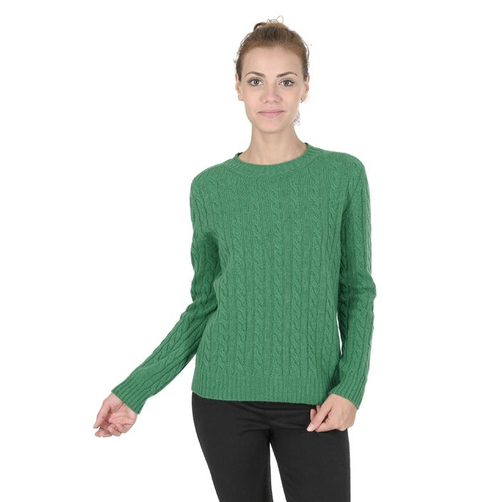 Crown of Edinburgh Cashmere - Crown of Edinburgh Cashmere Womens Round Neck Sweater COE 0033 GREEN