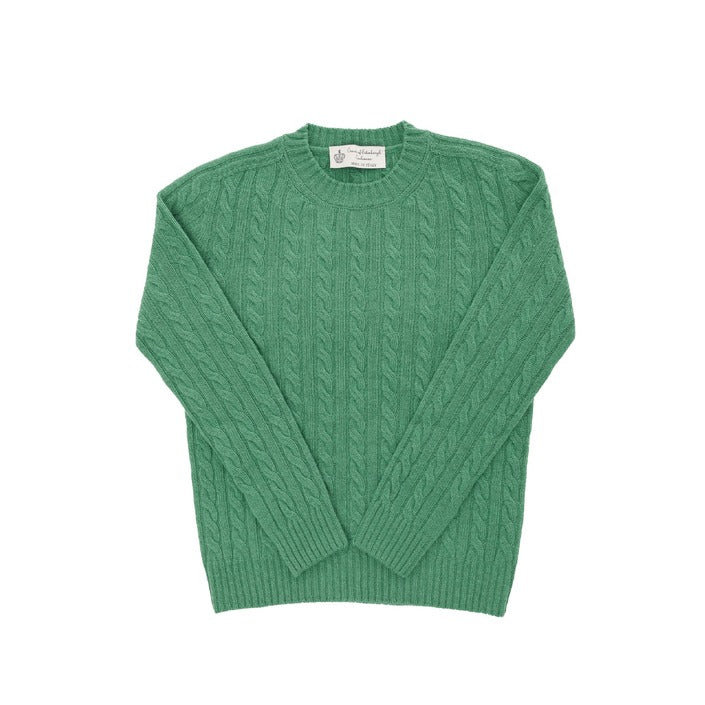 Crown of Edinburgh Cashmere - Crown of Edinburgh Cashmere Womens Round Neck Sweater COE 0033 GREEN