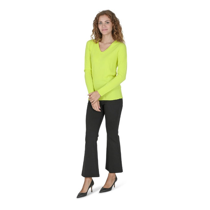 Crown of Edinburgh Cashmere - Crown of Edinburgh Cashmere Womens V Neck Sweater COE 0022 YELLOW