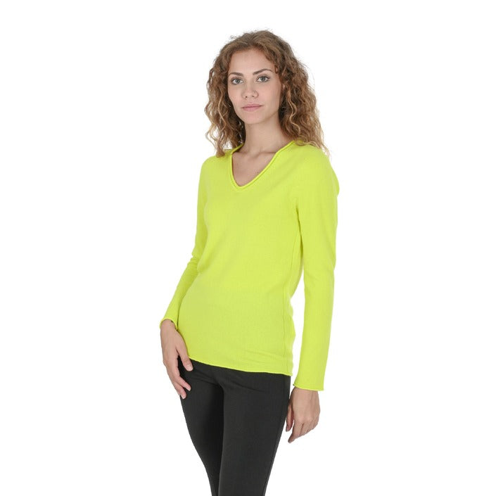 Crown of Edinburgh Cashmere - Crown of Edinburgh Cashmere Womens V Neck Sweater COE 0022 YELLOW