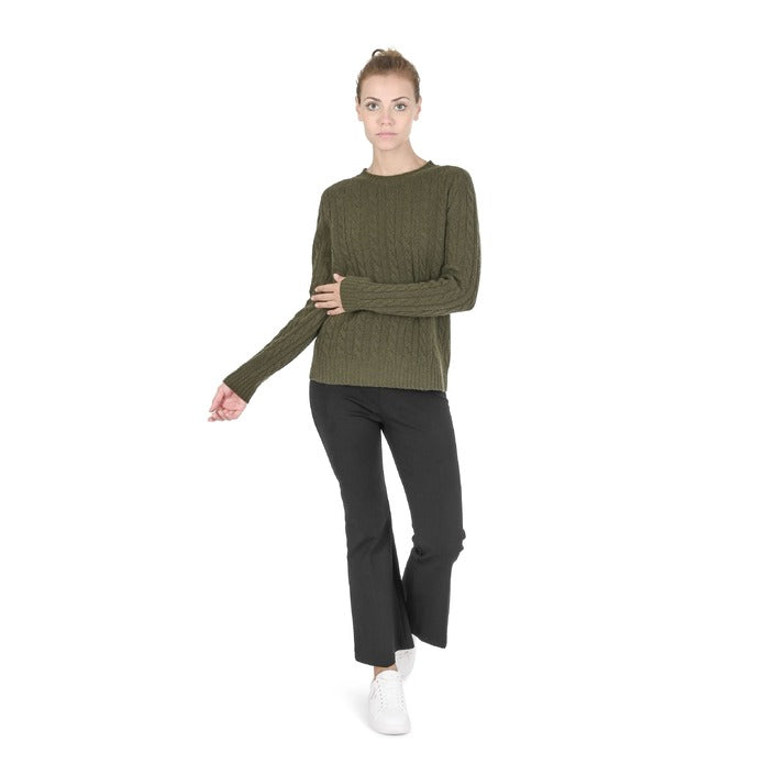 Crown of Edinburgh Cashmere - Crown of Edinburgh Cashmere Womens Round Neck Sweater COE 0033 KHAKI