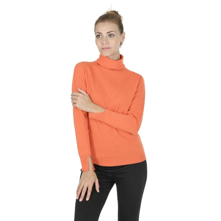 Crown of Edinburgh Cashmere - Crown of Edinburgh Cashmere Womens Turtleneck Sweater COE 0023 ORANGE