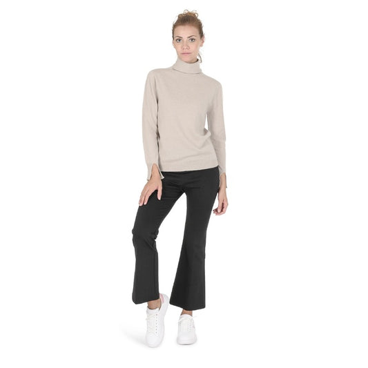 Crown of Edinburgh Cashmere - Crown of Edinburgh Cashmere Womens Turtleneck Sweater COE 0023 TAUPE