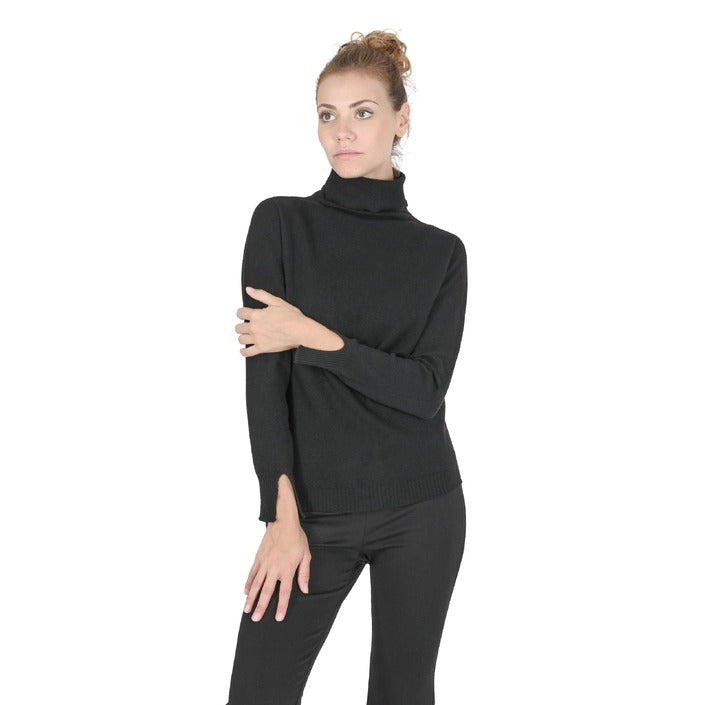 Crown of Edinburgh Cashmere - Crown of Edinburgh Cashmere Womens Turtleneck Sweater COE 0023 BLACK