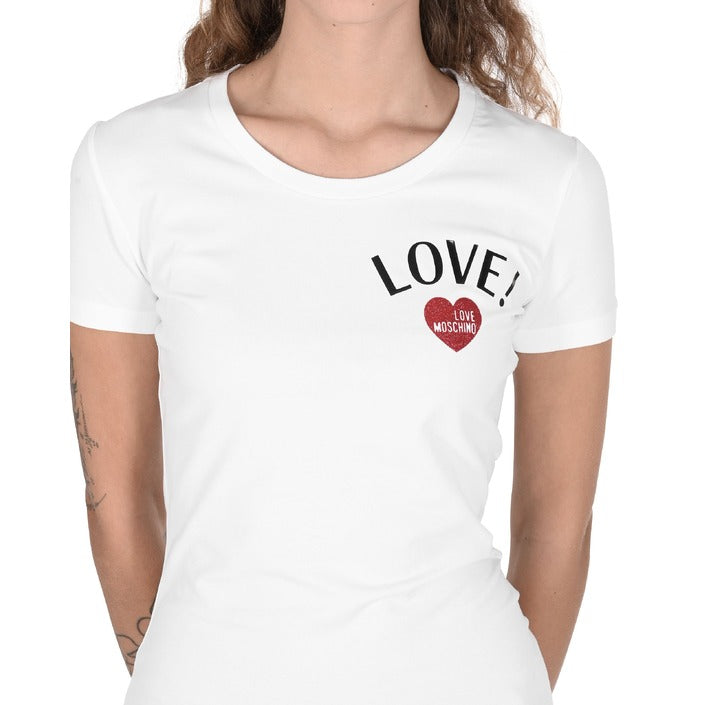 Love Moschino - Love Moschino Womens T-Shirt W 4 H19 12 E 1951 A00 OPTICAL WHITE