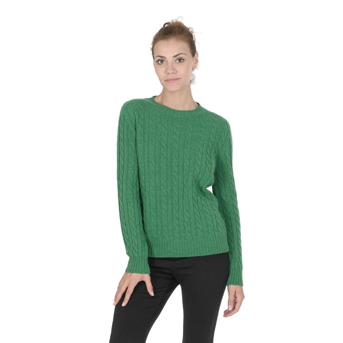 Crown of Edinburgh Cashmere - Crown of Edinburgh Cashmere Womens Round Neck Sweater COE 0033 GREEN