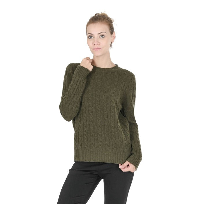 Crown of Edinburgh Cashmere - Crown of Edinburgh Cashmere Womens Round Neck Sweater COE 0033 KHAKI